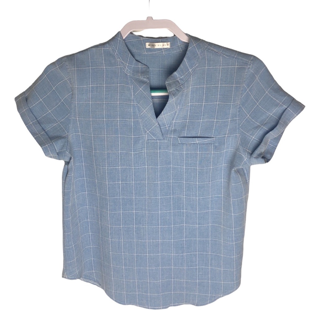 Miss Bluer V Neck Casual Shirt Women’s Size S
